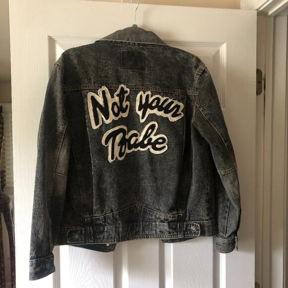 Excellent Used Condition: "Not Your Babe” High Heels Suicide Denim Jacket Medium - Picture 1 of 8